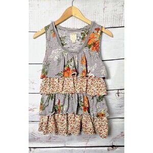 Anthropologie Rio Rao Womens Top Size M Floral Ruffle Tiered Sleeveless Boho
